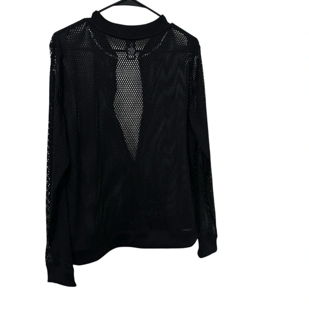 *New* Victoria sport Black Mesh sheer Zip-Up Bomber Jacket size Large